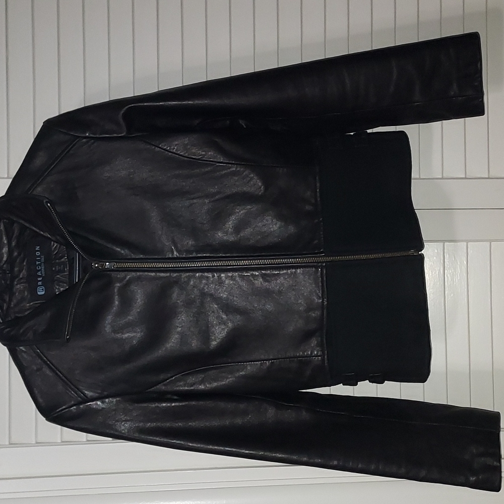 Kenneth Cole Reaction Black Leather Jacket